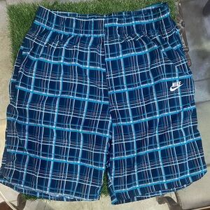 Nike Men’s XL Swim Trunks Blue Plaid Board Shorts 10” Inseam No Liner
